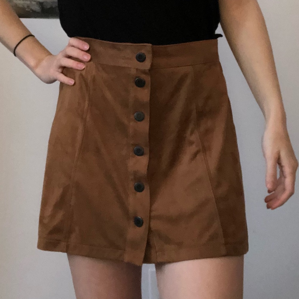 Brown button down skirt